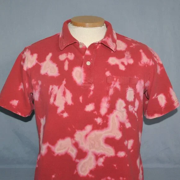 Vintage Levi's Shirt Size Large Red Tie Dye Short Sleeve Polo w/ Pocket - Picture 5 of 9
